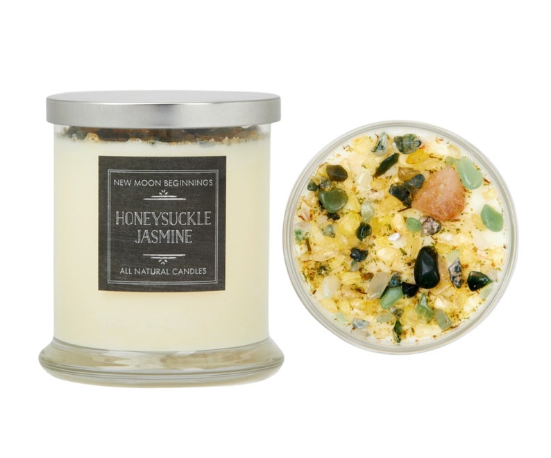 Honeysuckle Jasmine Candles - Crystal & Herb Candles - Aromatherapy Candles - Floral Candle - Soy Jasmine Candles and Tealights - Handmade! image 12