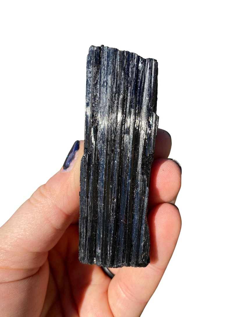 Tronco de turmalina negra en bruto (0,5”-9”), grado A - Piedra de turmalina negra en bruto - Cristal de turmalina negra natural - Varios tamaños - Procedente de Brasil imagen 1