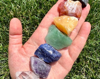 Chakra Set - Raw Chakra Crystals - 7 Chakra Stone Set - Rough Chakra Kit - Chakra Balancing Crystals - Chakra Healing Raw Crystals