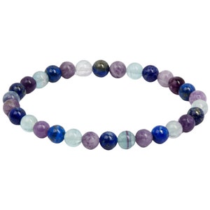 Third Eye Chakra Bracelet - Third Eye Chakra Crystal Bracelet - Rainbow Fluorite, Lapis Lazuli, & Lepidolite Bracelet - Chakra Jewelry