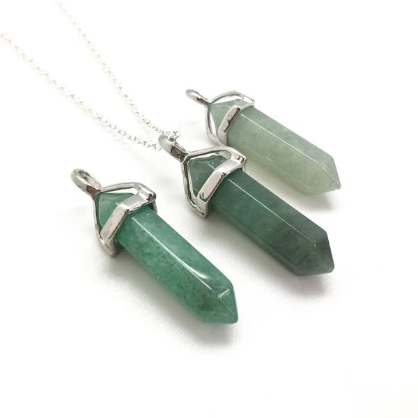 Green Aventurine Necklace - Green Aventurine Pendant - Healing Crystal Necklace - Polished Point Pendant - Green Aventurine Point Necklace