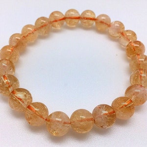 Citrine Bracelet - 8mm Heated Citrine Beads - Crystal Bracelet - Citrine Jewelry - Elastic Bracelet - Stretch Bracelet - Citrine Stone