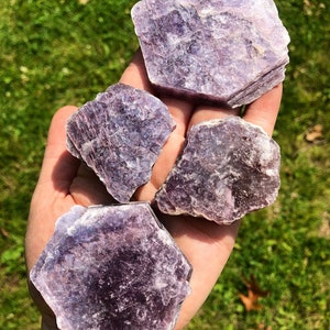 Raw Lepidolite Stone Flat Books A Quality Rough Lepidolite Crystal Slab Purple Mica Plate Lepidolite Slice Lepidolite Book image 4