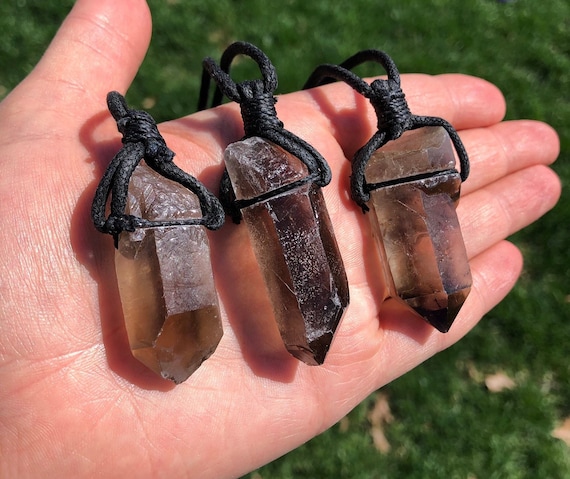 Raw smoky quartz necklace deals