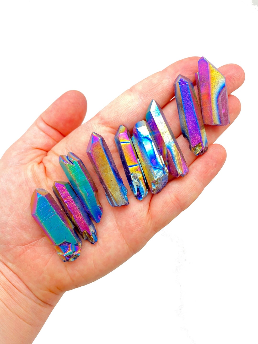 Rainbow Aura Quartz Stone Point Titanium Aura Quartz Crystal