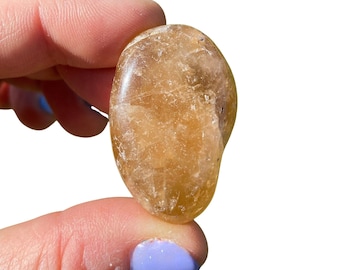 Natural Citrine Tumbled Crystal - Dark Color - Grade B - Multiple Sizes Available - Tumbled Natural Citrine Stone - Yellow Polished Gemstone