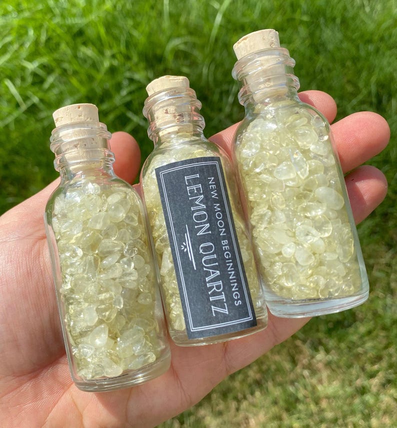 Botella de cristal de cuarzo limón - Botella de piedra de cuarzo limón - Frascos de cuarzo limón - Botella de piedras preciosas - Frascos de piedras preciosas de cuarzo limón - Cuarzo amarillo imagen 4