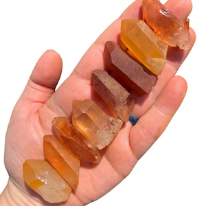 Raw Tangerine Quartz Point Crystal (0.5" - 2.5") Raw Quartz Point Crystal - Tangerine Quartz - Orange Quartz - Tangerine Quartz Stone Point 1" to 1.5"