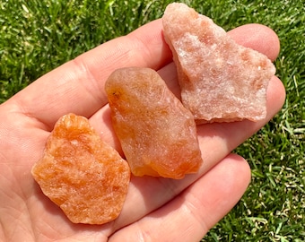 Raw Sacral Chakra Stone Set - Raw Carnelian, Raw Sunstone, & Raw Orange Calcite - Crystals and Stones - Svadhisthana Chakra Set