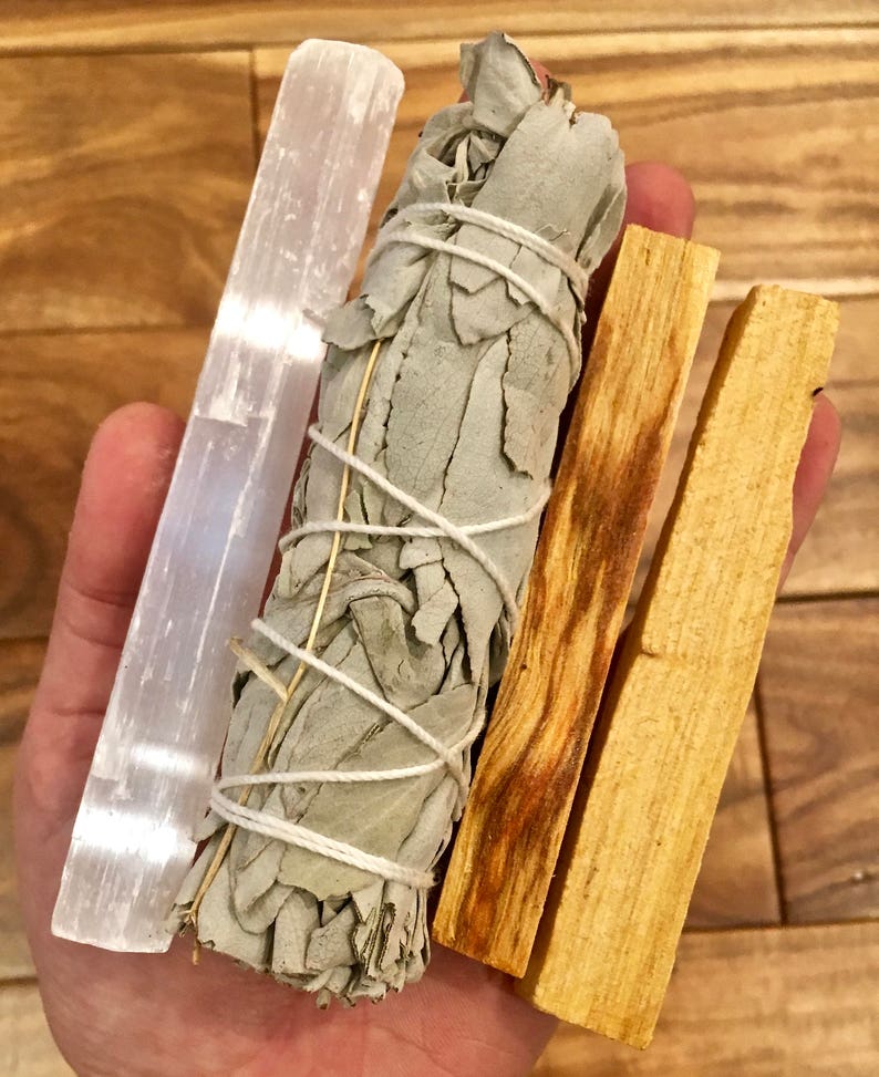 Energy Cleansing Smudge Kit palo santo white sage stick & Etsy
