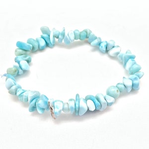 Larimar Bracelet - Elastic Bracelet - Larimar Chips - Dominican Republic - Larimar Jewelry - Stretch Bracelet - Dainty Larimar Bracelet