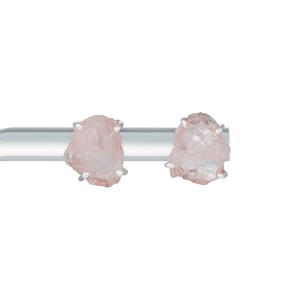 Raw Morganite Earrings Sterling Silver - Rough Morganite Stud Earrings - Morganite Jewelry - Dainty Pink Earrings - Tiny Morganite Studs