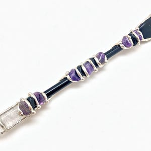 Protection Shield Wand - Amethyst, Black Tourmaline, Black Obsidian and Clear Quartz Crystals - Protection Crystal Wand - Shield Crystals