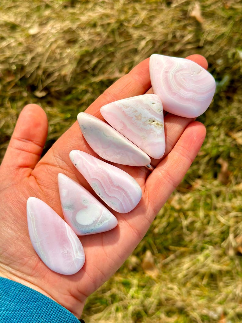 Mangano Calcite Tumbled Stone - Grade A - Multiple Sizes Available - Tumbled Pink Calcite Crystal - Fluorescent Mineral - Polished Mangano 1.75" to 2"