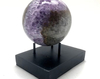 Soporte de metal - Base de 4" x 3,25" - Soporte de piedra de tamaño mediano - Soporte de cristal y piedra - Soporte de plato decorativo - Soporte de exhibición de metal