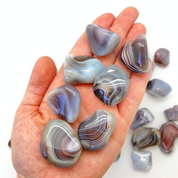 Botswana Agate Tumbled Stone - XL - Multiple Sizes Available - Tumbled Botswana Agate Crystal - Polished Botswana Agate - Banded Agate Gem