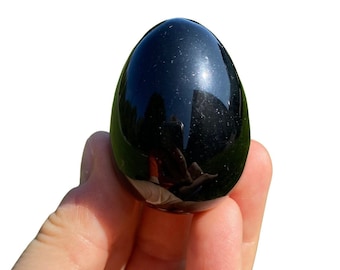 Black Obsidian Egg (1.75") Black Obsidian Crystal Egg - Healing Crystals and Stones - Root Chakra Stone - Polished Black Obsidian Stone Egg