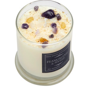Frankincense & Myrrh Blend Candles - Holiday Crystal Candle - Frankincense and Patchouli Candle - Soy Aromatherapy Tealights - Handmade!