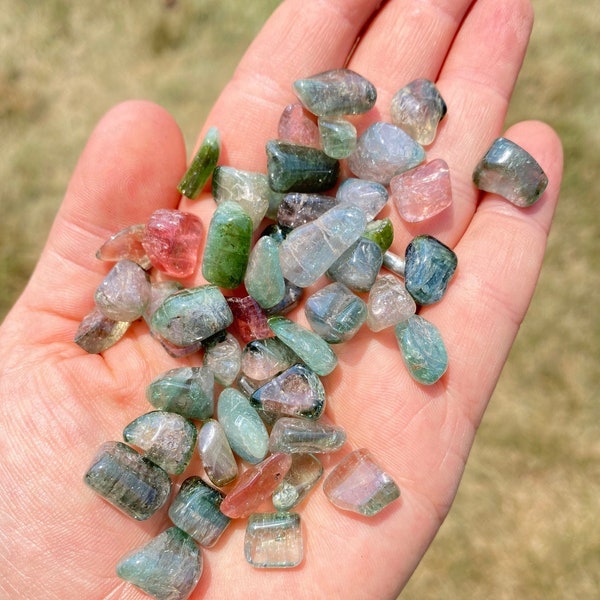 Mixed Tourmaline Tumbled Stone - Grade A - Xsmall - (0.25" - 0.5") - Tumbled Pink Tourmaline Stone - Polished Green Tourmaline Gemstone