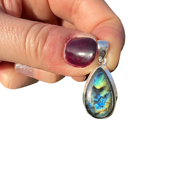 Spectrolite Pendant - Sterling Silver - Labradorite stone - Labradorite pendant - labradorite jewelry - spectralite stone pendant 229