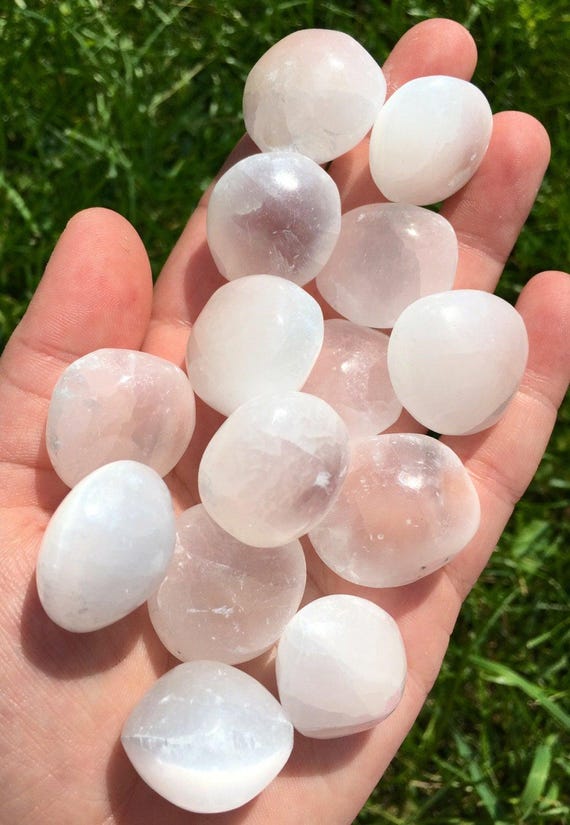 Selenite Crystal - Hand Polished Selenite Sphere - Crystals & Stones - Tumbled Selenite - Energy Cleansing - Selenite Tumbled Stone