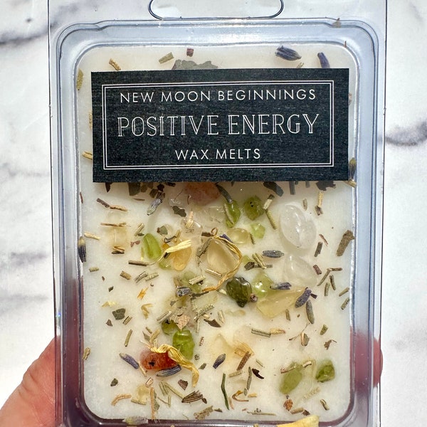 Positive Energy Wax Melts - Crystal and Herb Wax Melt - Positive Intention - Soy Wax Melt - Cleansing Energy Wax Melt - Positively Handmade!