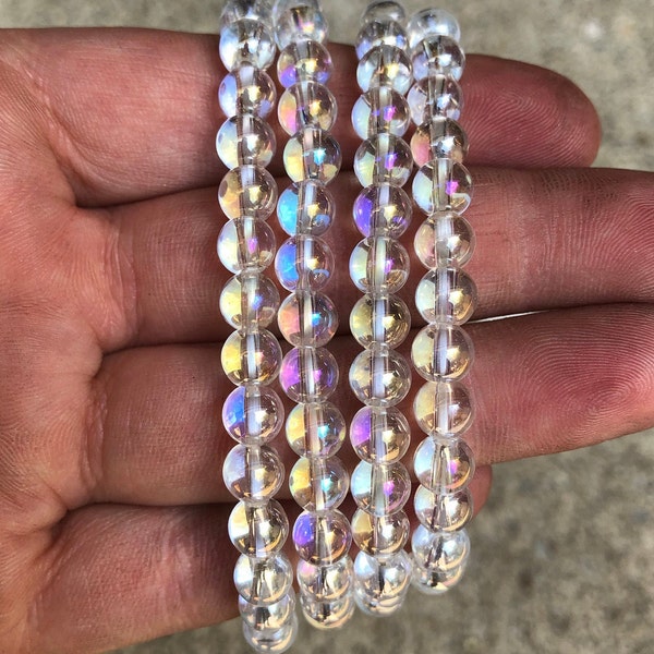 Angel Aura Quartz Bracelet - Elastic Bracelet - Aura Quartz Bracelet - Angel Aura Quartz Jewelry - Stretch Bracelet - Genuine Quartz Crystal