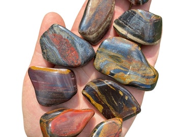 Mugglestone Tumbled Crystal - Multiple Sizes Available - Tumbled Tiger Iron Stone - Tigers Eye - Hematite - Red Jasper - Mugglestone Stone