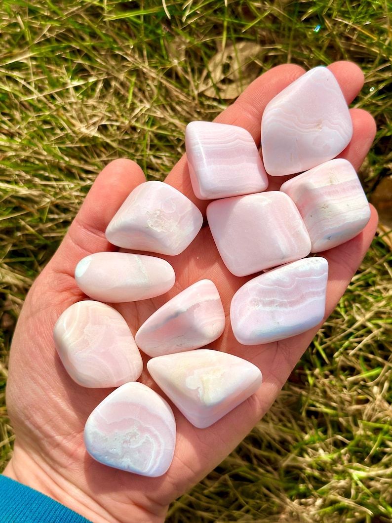 Mangano Calcite Tumbled Stone - Grade A - Multiple Sizes Available - Tumbled Pink Calcite Crystal - Fluorescent Mineral - Polished Mangano image 16