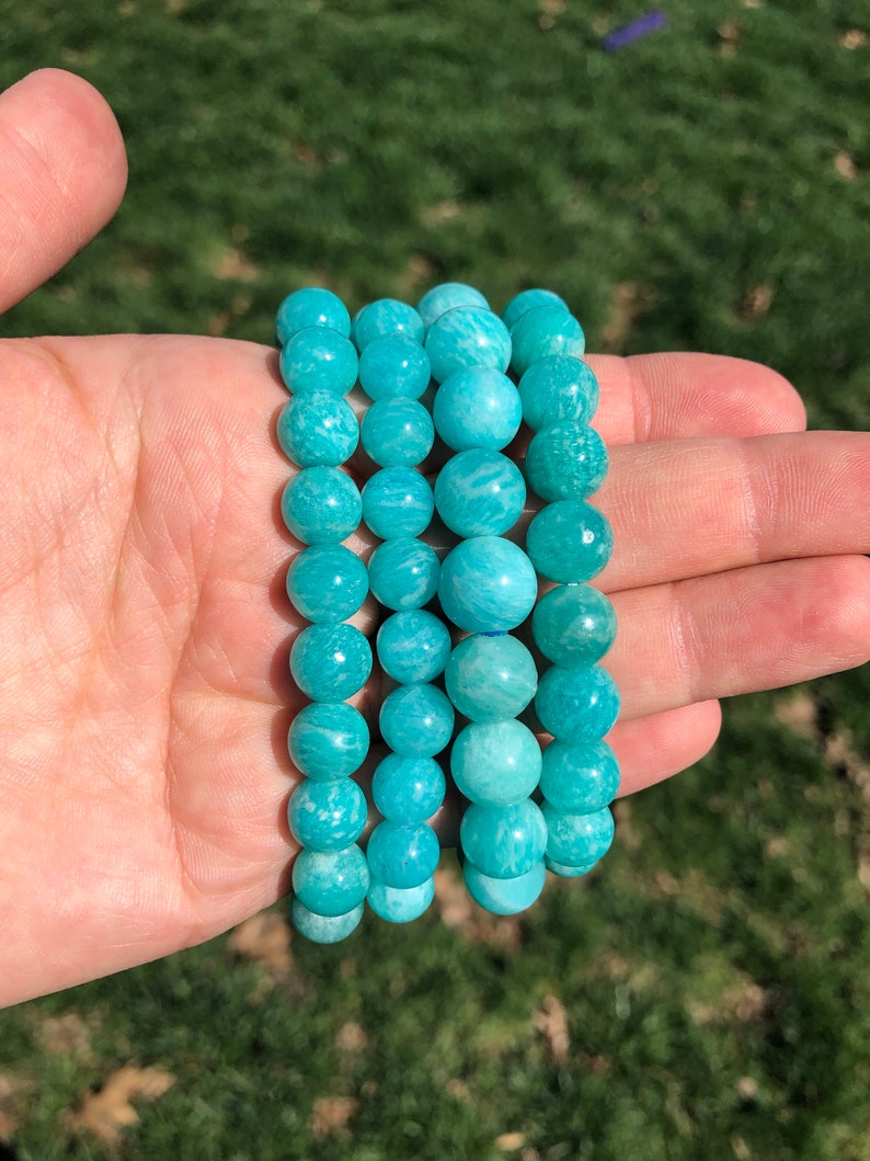 Russian Amazonite Bracelet 10mm Beads Healing Crystal Etsy