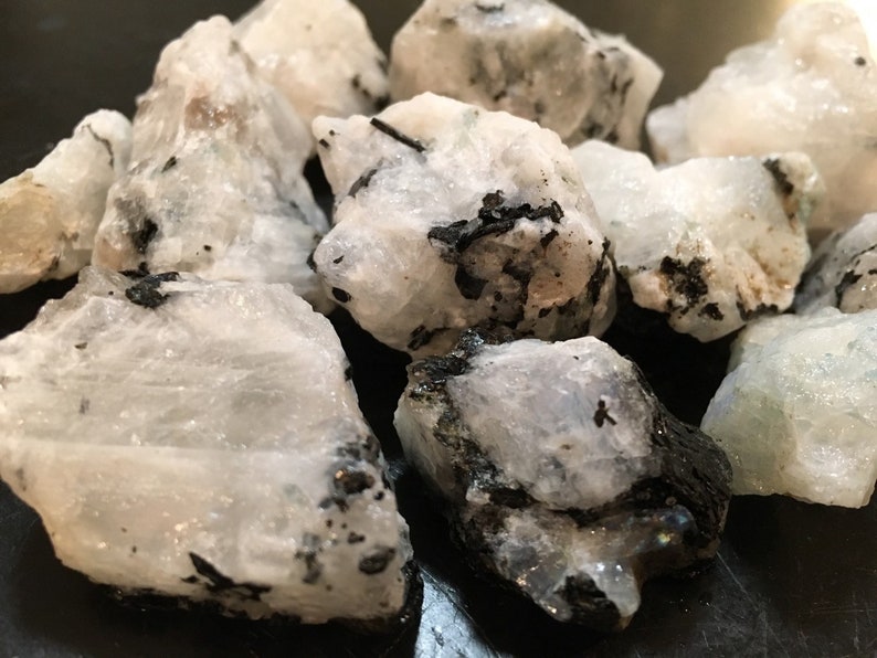 Raw Rainbow Moonstone Crystal .5 3.5 Rainbow Moonstone Chunk Rough Moonstone Gemstone Healing Crystals & Stones Raw Moonstone image 5