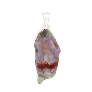 Super 7 stone pendant sterling silver - super seven melody stone slice - super 7 crystal - cacoxenite crystal pendant - super seven 364