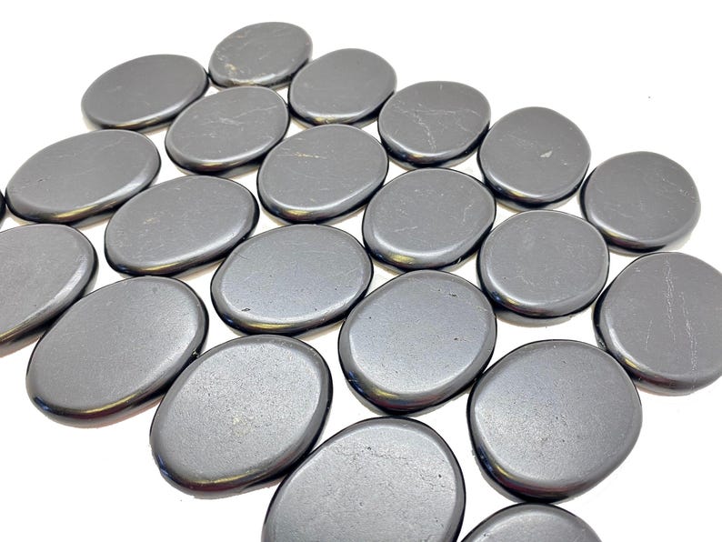 Shungite Worry Stone (1.25" - 2") Polished Shungite Crystal - Genuine Shungite Crystal Worry Stone - Shungite Palm Stone - EMF Protection image 9
