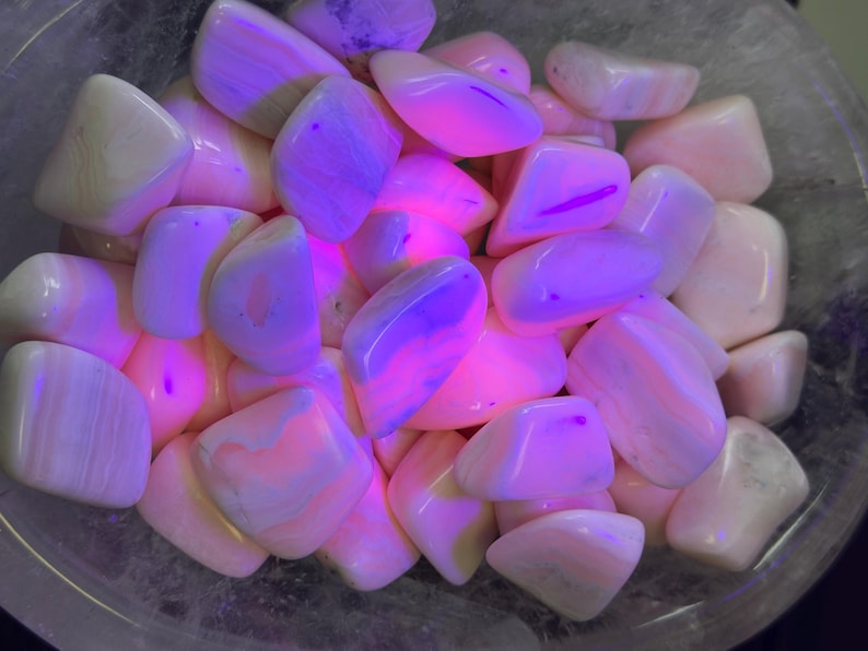 Mangano Calcite Tumbled Stone - Grade A - Multiple Sizes Available - Tumbled Pink Calcite Crystal - Fluorescent Mineral - Polished Mangano image 6