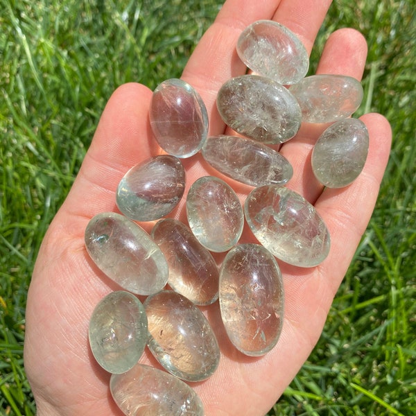 Prasiolite Tumbled Stone - Tumbled Green Amethyst Crystal - Multiple Sizes Available - Polished Prasiolite Crystal - Green Healing Stone