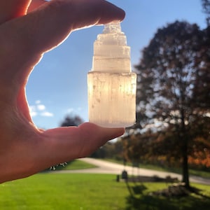 Selenite - Raw Selenite Tower - 2.5&quot; Selenite Crystal Tower - Selenite Raw - Protection Crystal - Raw Selenite - Small Crystal Tower