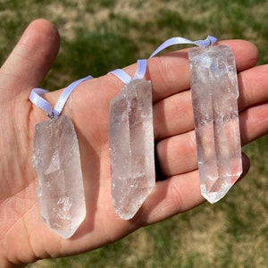 Clear Quartz Crystal Point Ornament - clear quartz ornament - Raw Quartz point crystal ornament - crystal quartz ornament - natural quartz