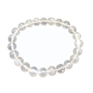 Selenite Bracelet 8mm Elastic Bracelet-  Crystal Bracelet - Selenite Jewelry - Selenite Crystal - Selenite Beads - Stretch Bracelet