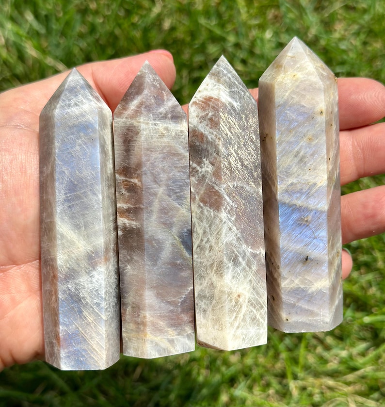 Yin Yang Moonstone Point - Rare Crystal! - Yin Yang Moonstone Crystal Tower - Polished Moonstone Point - Flashy Moonstone Crystal Point image 6