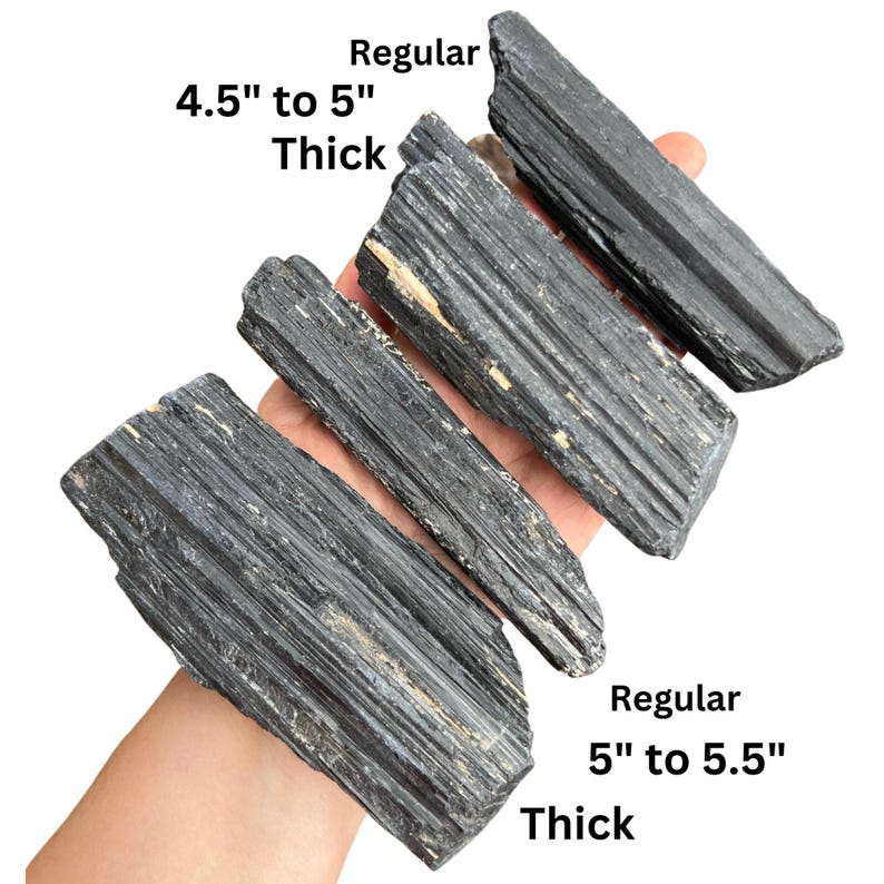 Tronco de turmalina negra en bruto (0,5”-9”), grado A - Piedra de turmalina negra en bruto - Cristal de turmalina negra natural - Varios tamaños - Procedente de Brasil imagen 7