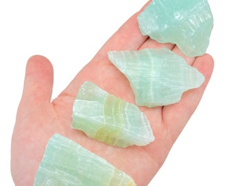 Raw Aqua Calcite Stone - rough aqua calcite crystal - aqua calcite chunk - green blue calcite - healing crystals - blue green calcite