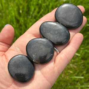 Shungite Worry Stone (1.25" - 2") Polished Shungite Crystal - Genuine Shungite Crystal Worry Stone - Shungite Palm Stone - EMF Protection image 6