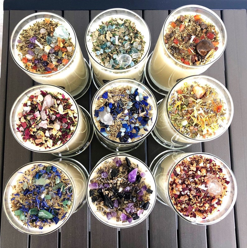 Crystals & Herb Energy Candles 12oz Soy Candles Handmade Etsy