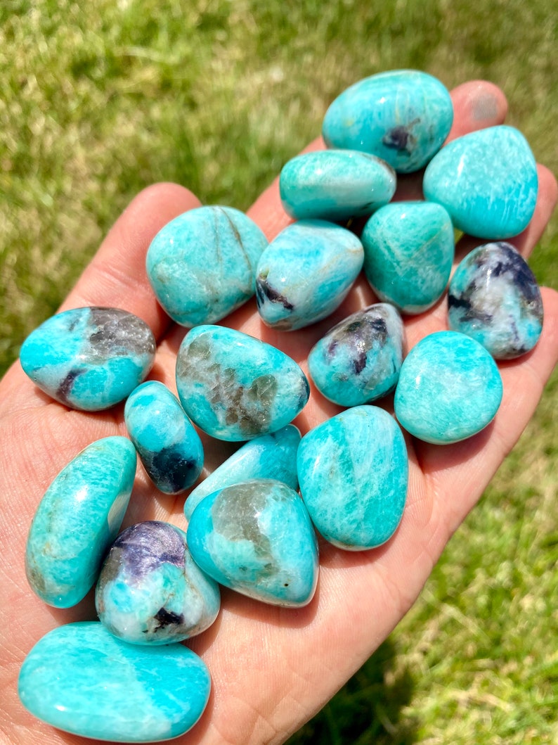 Amazonite Stone Amazonite Tumbled Stone Madagascar With - Etsy