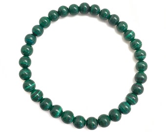 Malachite Bracelet - Elastic Bracelet - Malachite Jewelry - Stretchy Bracelet - Stack Bracelet - Natural Malachite - Green Malachite Crystal