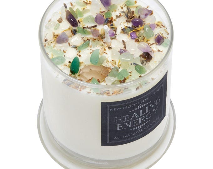 Healing Energy Candle - Negative Energy Cleansing - Soy Aromatherapy Candle - Handmade Crystal Candle for Soothing - Energy Candle