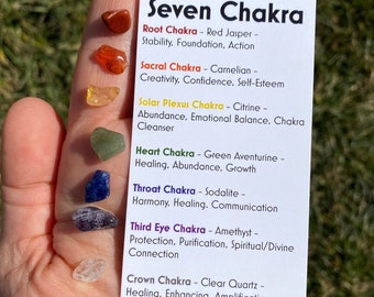 Seven Chakra Set - stone chips - 7 chakra crystal set - chips red jasper, carnelian, citrine, green aventurine, sodalite, amethyst, quartz