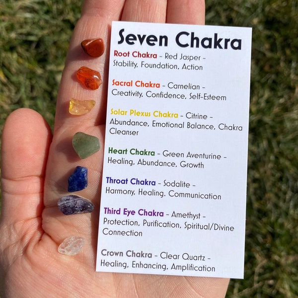Seven Chakra Set - Stone Chips - 7 Chakra Crystal Set - Small Crystal Chips - Chakra Stone Set - Polished Mini Gemstones - Chakra Balancing