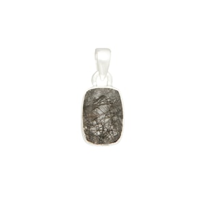 Tourmalated Quartz Faceted Pendant - tourmalinated quartz necklace - black rutilated quartz - sterling silver - tourmaline pendant - 242