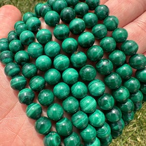 Malachite Bead Strands - Grade B Malachite - 6mm or 8mm Beads - Malachite Crystal Beads - Round Beads for Jewelry - Polished Gemstone Beads